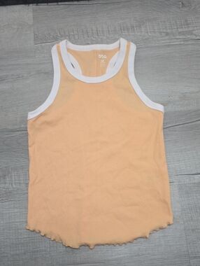 Girls Medium DSG Peach Ribbed Tank with White Trim